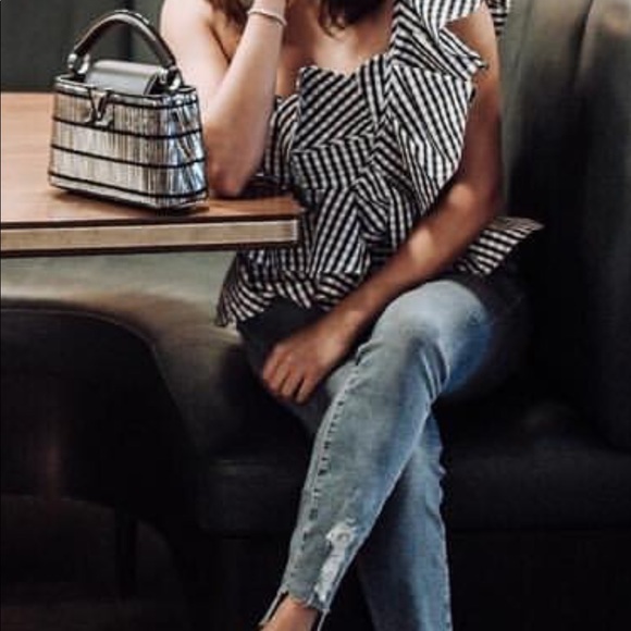 Gingham one shoulder top - size medium - Picture 2 of 3